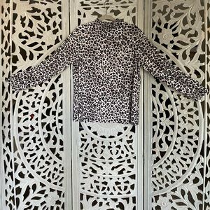 Anne Klein Ruffled Long-Sleeve Silver Leopard Printed Blouse